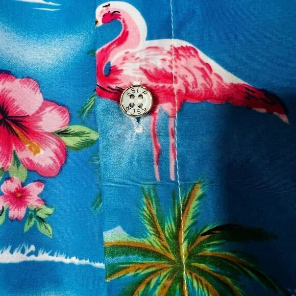 SSLR Blue Hawaiian Tropical Shirt Sz Large - Picture 5 of 11